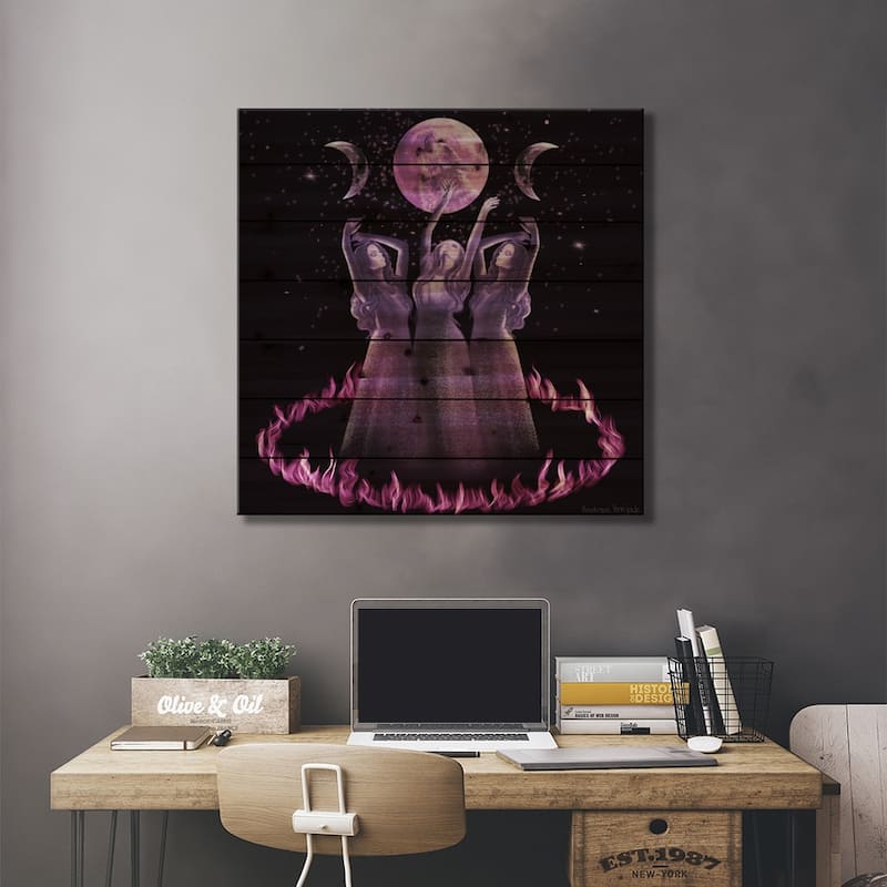 Sisters Print On Wood by Andrea Hrnjak - Multi-Color