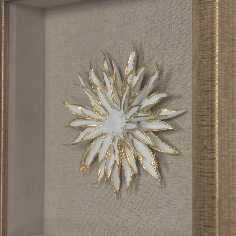 HUJI Gold Ceramic Flower Shadow Box Wall Décor