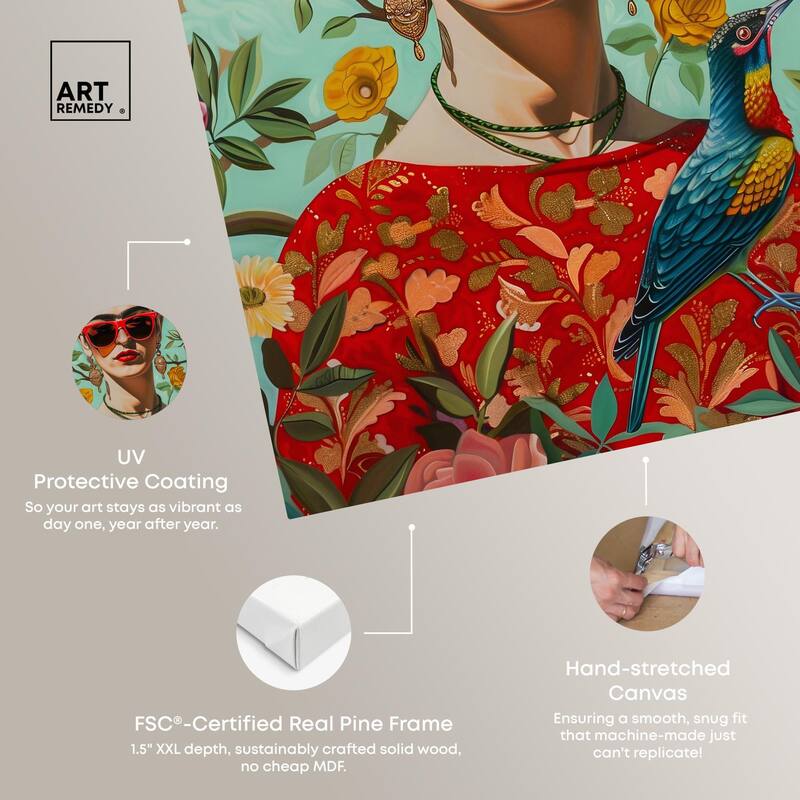 Birds and Icon Floral Canvas by Art Remedy, Gallery Wrapped