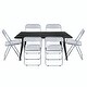 preview thumbnail 32 of 81, Lawrence Modern 7-Piece Dining Set of 6 Acrylic Folding Dining Chairs and Solid Wood Top with Black Metal Legs Clear