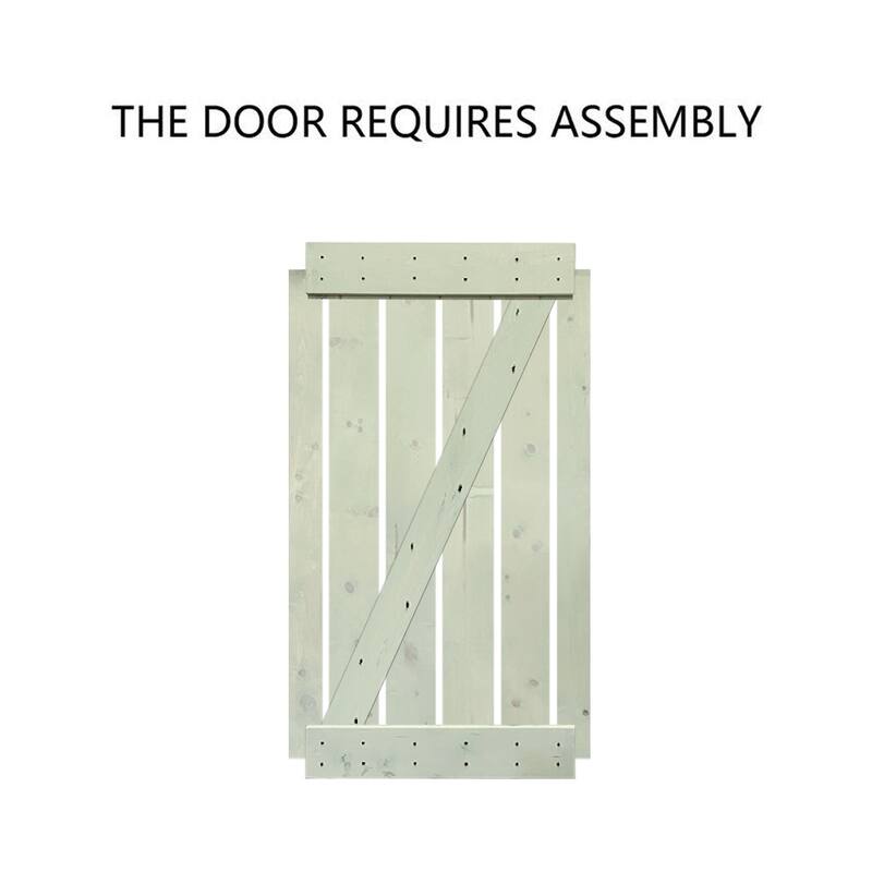 CALHOME Z Bar Series Solid Pine Wood Sliding Barn Door w/ Hardware Kit