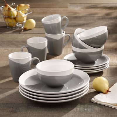 American Atelier Oasis Charcoal Stoneware 16-Piece Dinnerware Set