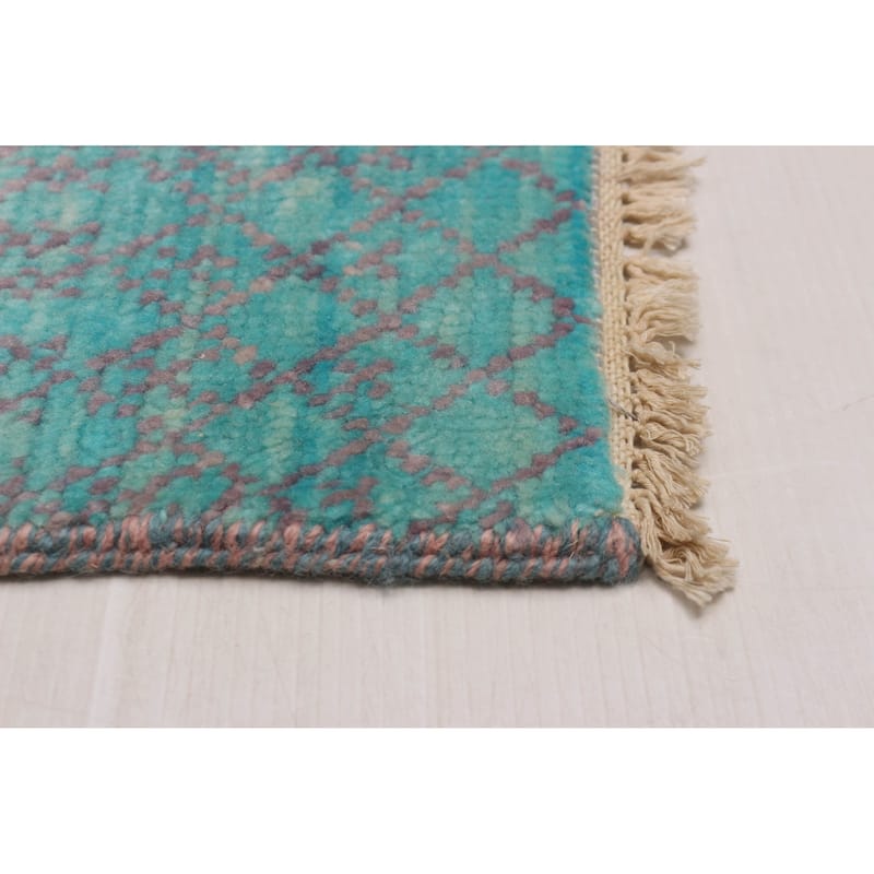 ECARPETGALLERY Hand-knotted Silk Shadow Cyan, Purple Wool Rug - 5' 10" x 8' 10"