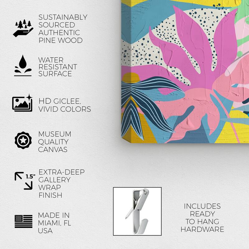 Wynwood Studio Canvas Floral and Botanical Abstract Floral Bash Pink and Mid-Century Modern Wall Art Canvas Print