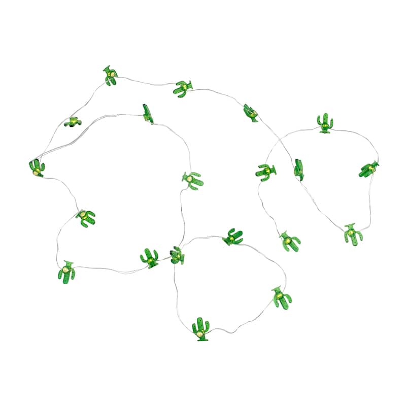 10-Count LED Green Cactus Fairy Lights - Warm White