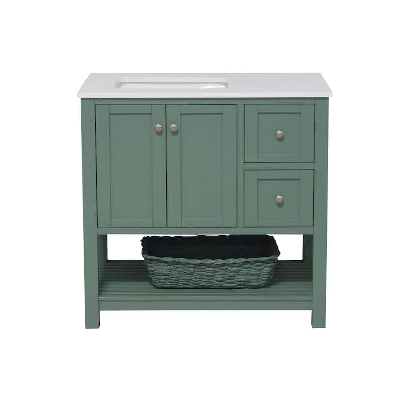 KitchenBathCollection Lakeshore 36" Bathroom Vanity with Engineered White Top