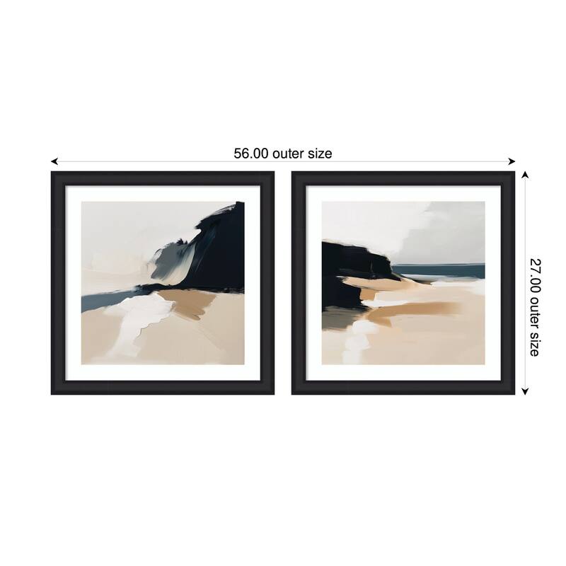 Kate and Laurel Coastal Sand Modern Abstract 1 & 2 2 Piece Framed Wall Art Print Set by The Creative Bunch Studio