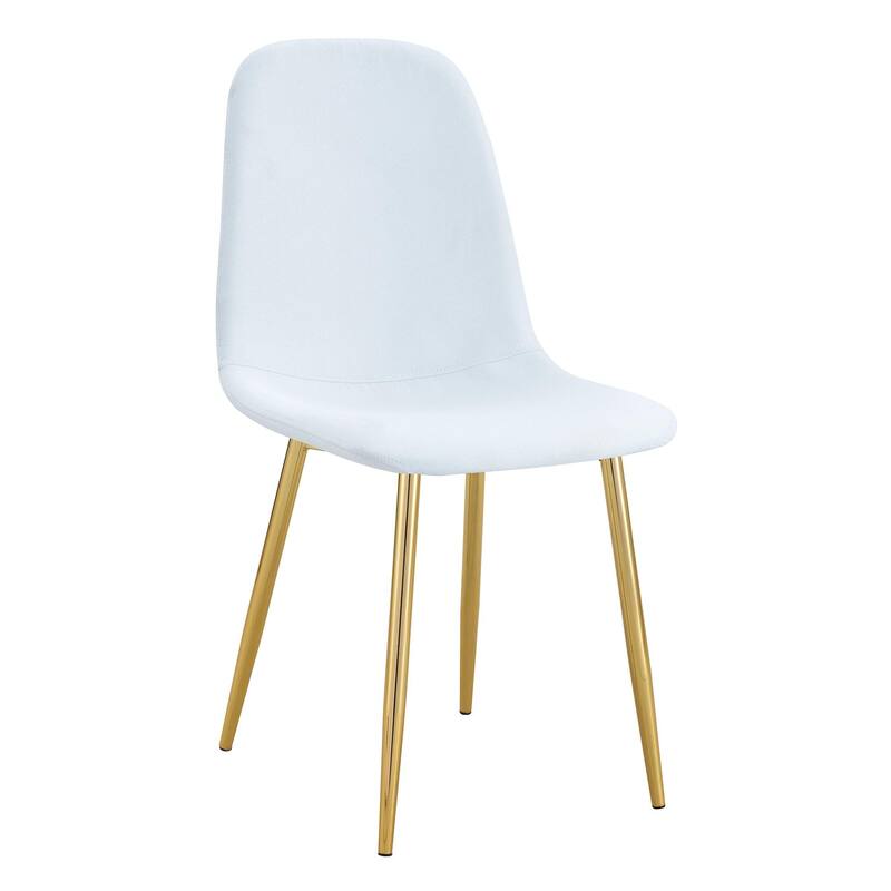 Modern Luxury Simple Dining Chair, Linen Cotton High Rebound Dining Chair with Metal Legs, for Dining Room, 4-Piece Set, White