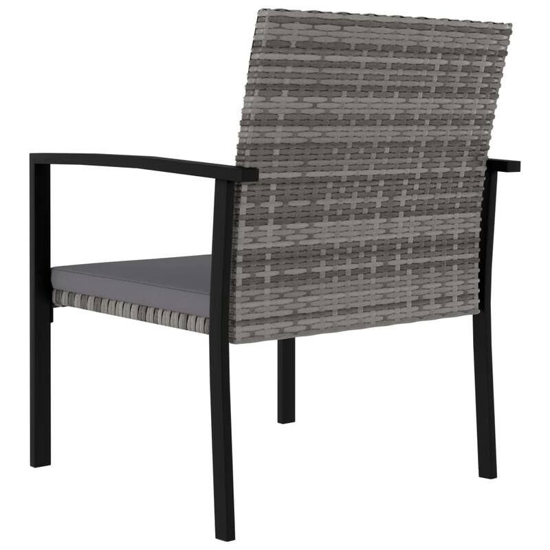 vidaXL Patio Dining Chairs 2 pcs Poly Rattan Gray