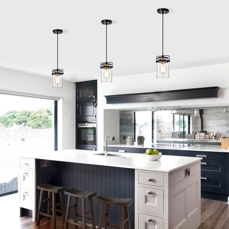 1-light Textured Black Hanging Pendant