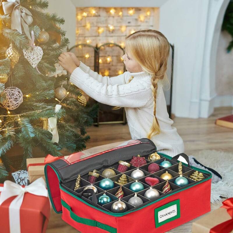 Underbed Christmas Ornament Storage Container - Holds up to 48-3 Inch Ornaments – Two Individual Removable Trays
