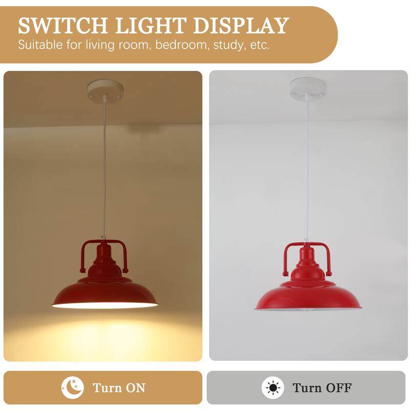 1-Light Rustic Hanging Kitchen Pendant Light Island Ceiling Light with Metal Shade for Dining Room
