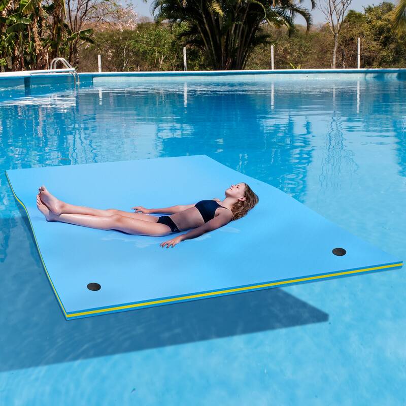 Moasis 9' X 6' Inflatable Rafts Water Mat - Floating Island Lily Pad XPE Foam Construction - 108"L x 70"W x 1.47"H