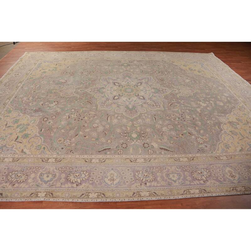 Tabriz Persian Vintage Rug Handmade Wool Carpet - 10'1" x 12'11"