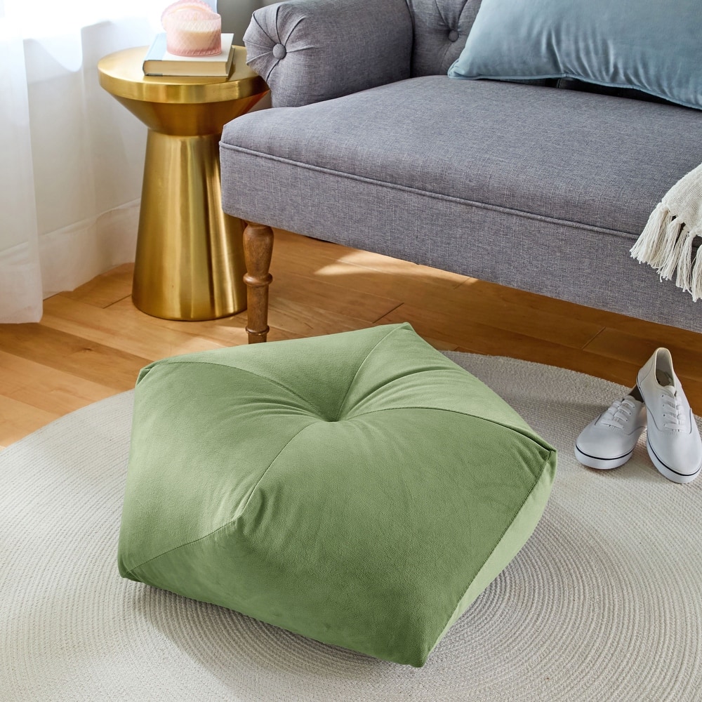 Sorra Home Solid Velvet Indoor Geometric Pouf