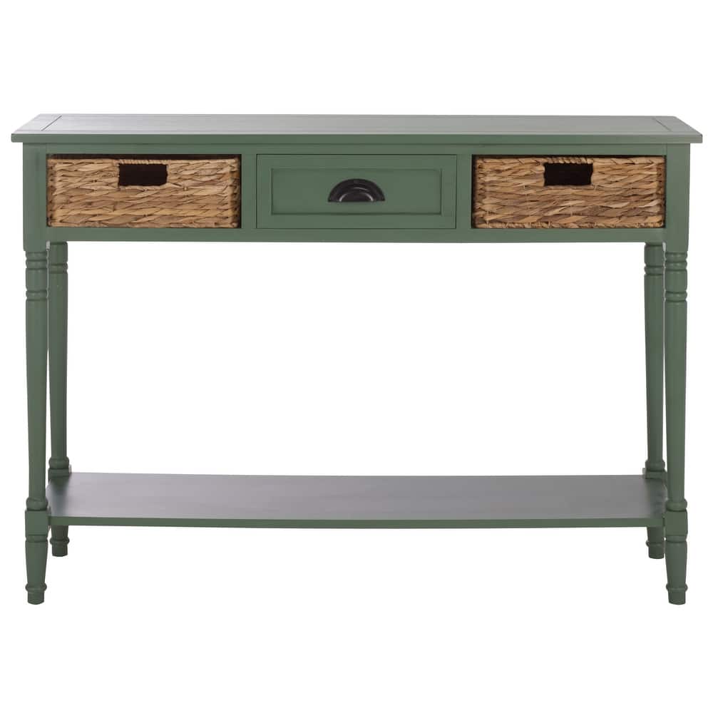 SAFAVIEH Evalena Distressed Black Console Storage Table - 44.5" x 13.4" x 31.5" - 45"W x 13"D x 32"H