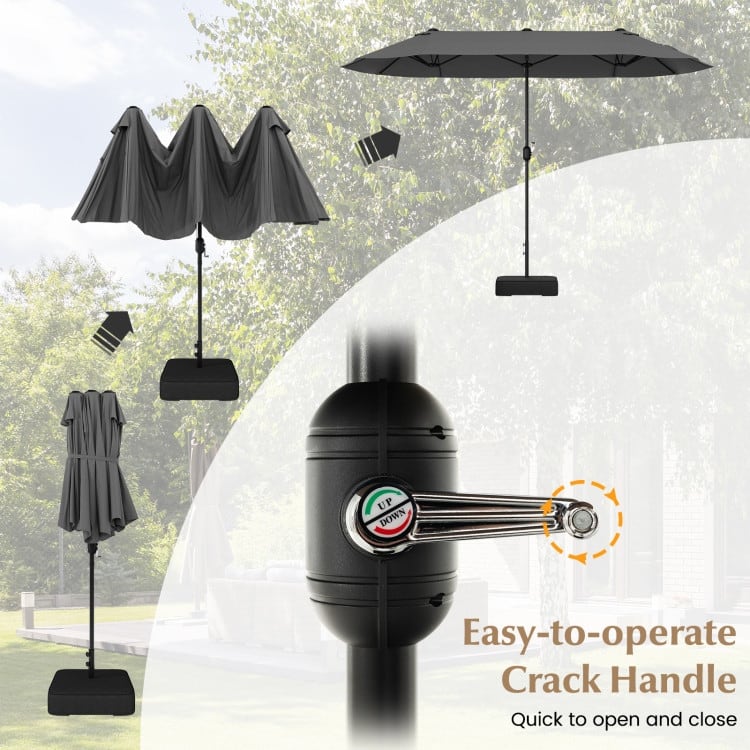13FT Twin Table Patio Umbrella Double Sided with Crank for Outdoor Shade