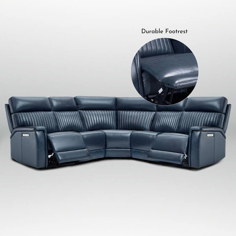 5PCS, 2 power Recliners, Leather Reclining Sectional with Power headrest & lumbar