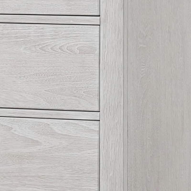 Leyne Tall Dresser Chest, 5 Drawers, Farmhouse Weathered Gray Solid Wood