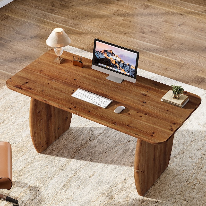 63-Inch Solid Wood Executive Desk with Sturdy Legs