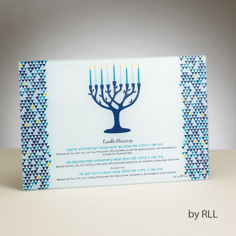 Shop 11 75 Blue And White Tree Of Life Hanukkah Menorah Drip Tray Overstock 23440476