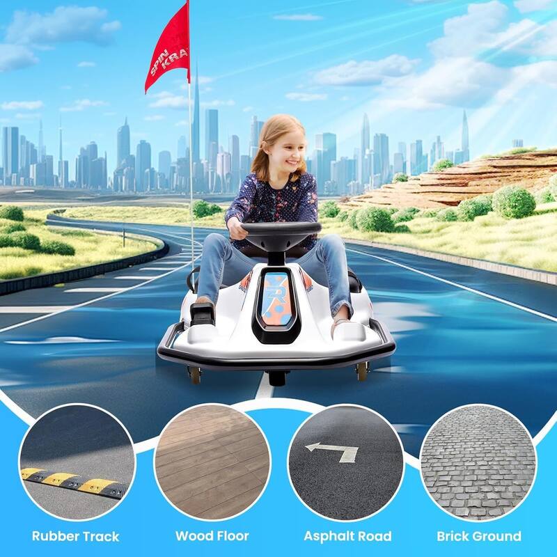 24V 7A Electric Ride-On Drifting Go Kart for Kids Best Gift