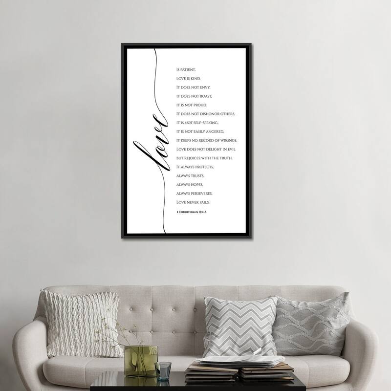 iCanvas "Love Is Patient, Love Is Kind, 1 Corinthians 13-4-8" by Eden Printables Framed Canvas Print