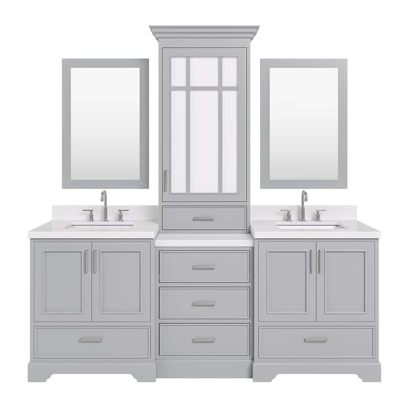 Ariel M085DCQR Stafford 84" Free Standing Double Basin Vanity Set with - Grey