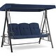 preview thumbnail 4 of 29, MCombo 3 Seat Patio Swings with Canopy, Adjustable Canopy Swing Sets for Backyard, Poolside, Balcony 4092 Navy Blue