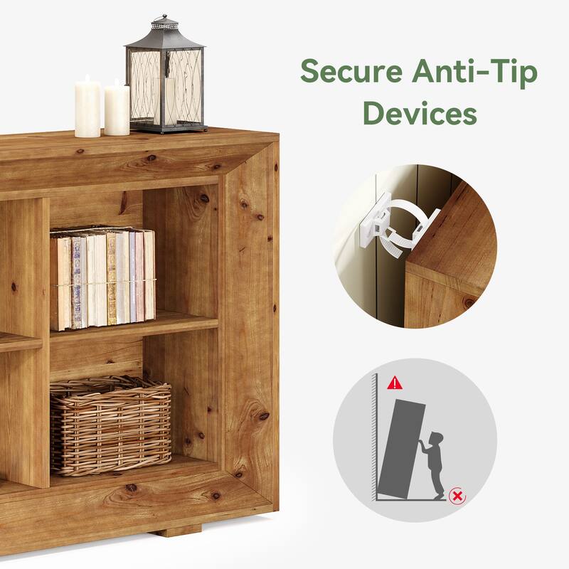 63-Inch Farmhouse Console Table, Solid Wood Entryway Table