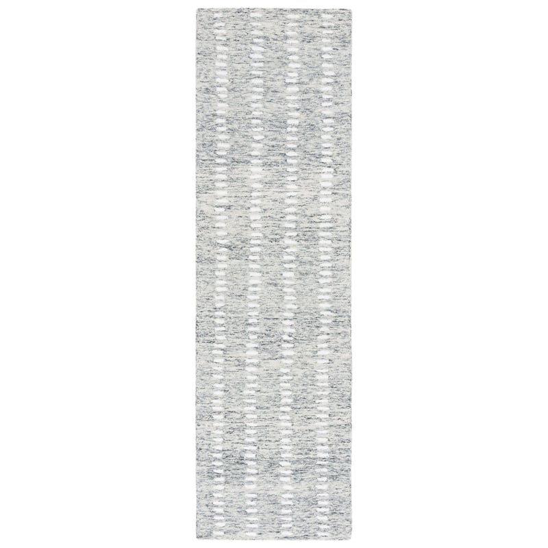SAFAVIEH Handmade Abstract Efterpi Contemporary Wool Rug - 2'3" x 8' Runner - Grey/Ivory