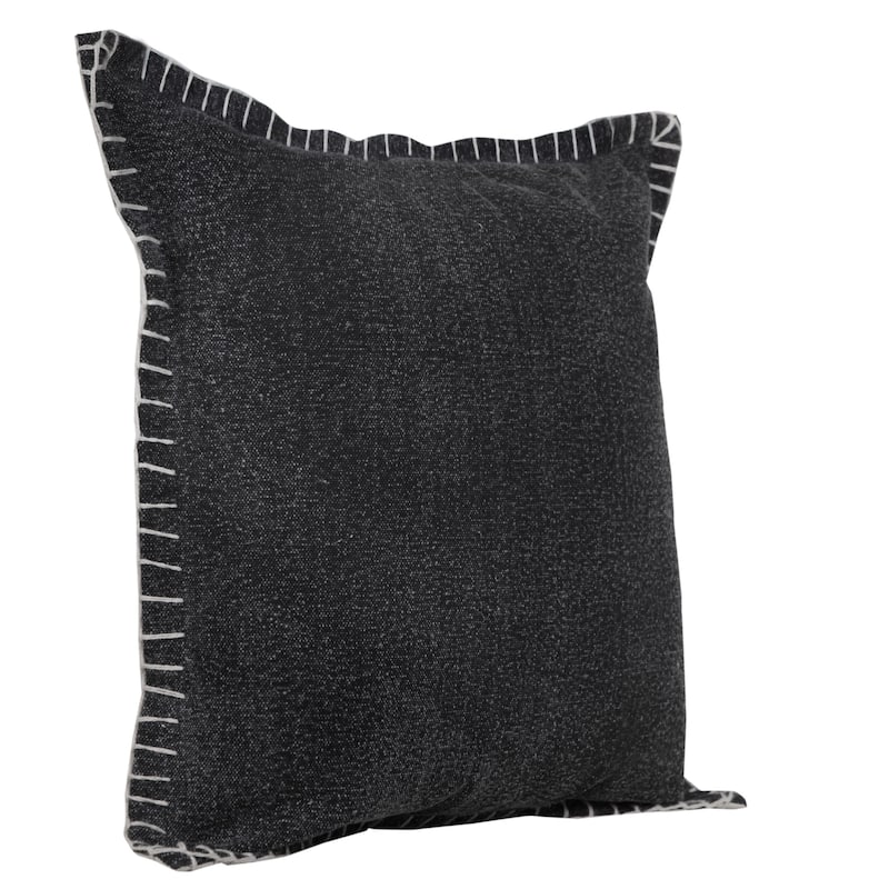 HomeRoots 20" X 20" Jet Black 100% Cotton Zippered Pillow