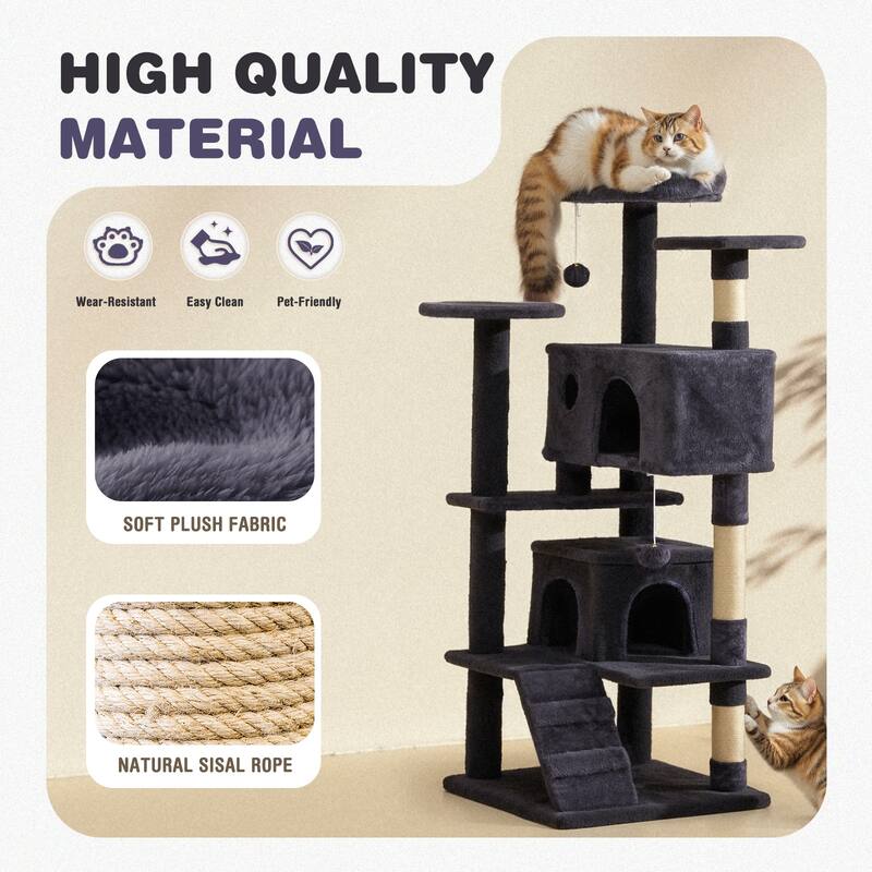 Cat Tree Tower with Scratching Posts and Cond,Multi-Level Kitty Climber for Indoor Cats