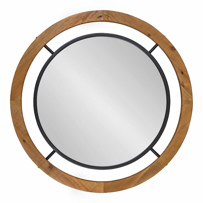 Kate and Laurel Whalen Round Wood Wall Mirror - 32x32