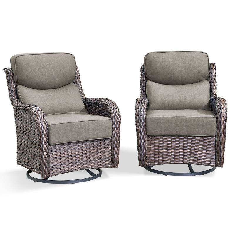 Arcadia 5-Piece Wicker Patio Swivel Glider Set with 6-Inch Thick Cushions