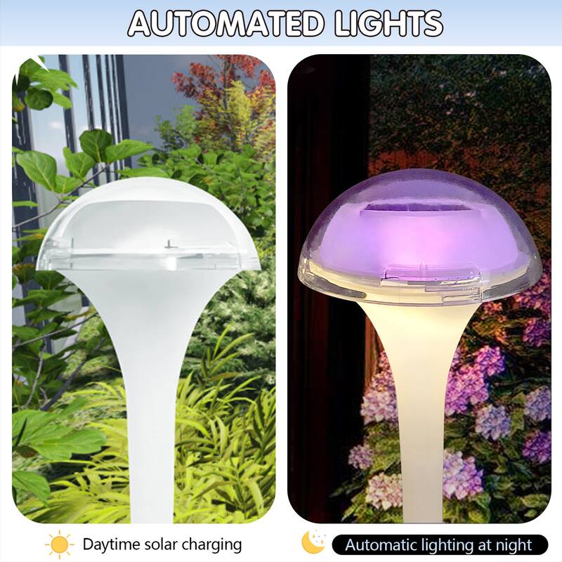 Solar Powered Integrated LED Mushroom Pathway Light Pack(Set of 6) - N/A