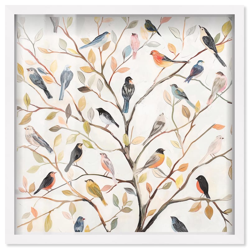 Song of the Tree Shadowbox by Art Remedy - White - 40" x 40"