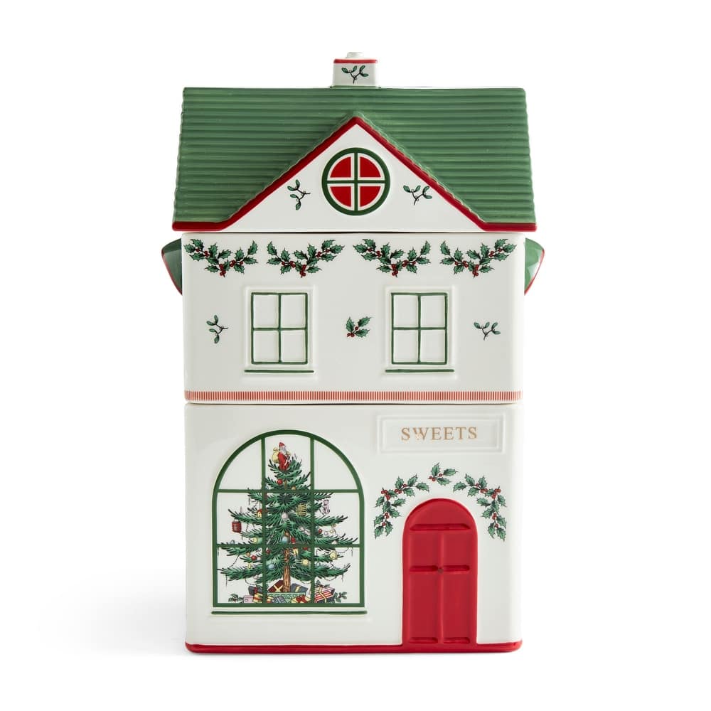 Spode Christmas Village Canister - 10.6" H x 5.9" L x 7.3" W