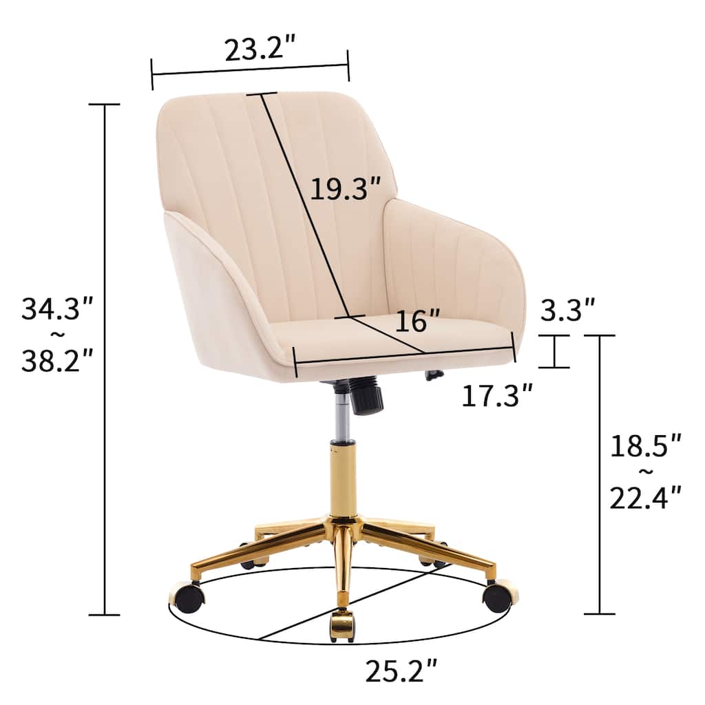 Comfortable Vanity Chair Visitor Chair with Lumbar Support, Khaki Ergonomic Swivel Chair Computer Chair with Backrest
