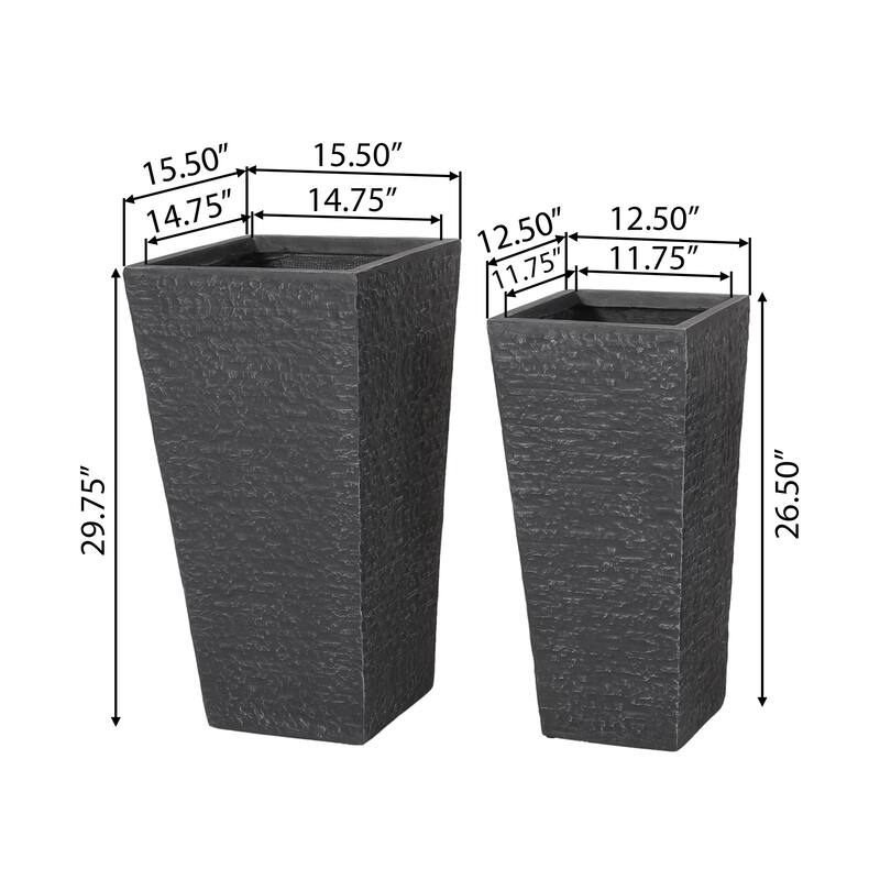 Berkamn Outdoor Large and Medium Cast Stone Planters (Set of 2) by Christopher Knight Home