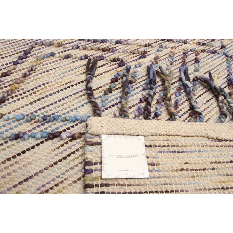 ECARPETGALLERY Braid weave Sienna Light Khaki Wool Rug - 5'0 x 7'11