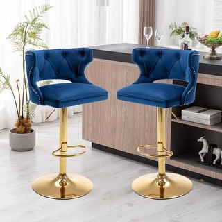 Bar Stools With Back and Footrest Counter Height Dining Chairs-Velvet ...