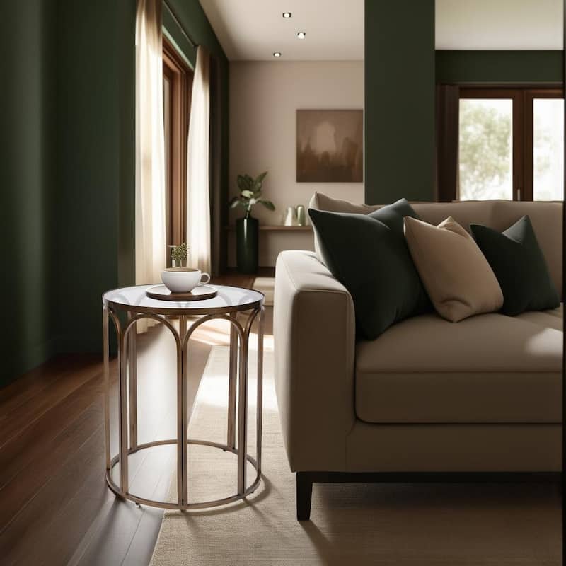 Allan Andrews Round Brass Metal Side and Accent Table - 24"H x 20"D x 20"W