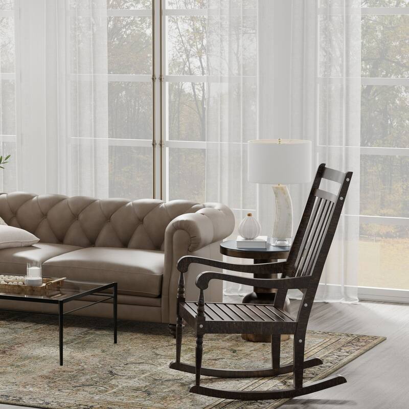 Wooden Slat Outdoor Patio Rocker Chair - 45" - Brown