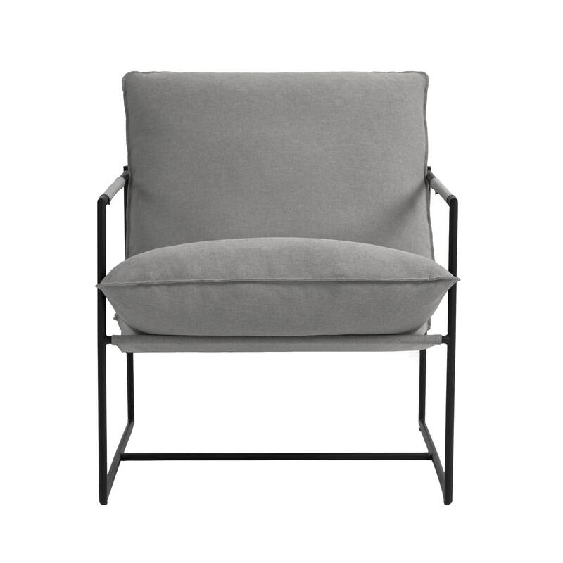 Modern Metal Frame Upholstered Sling Accent Armchair