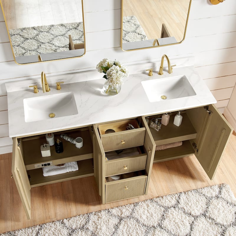 Oza Bath Vanity with Quartz Stone Top and Mirror