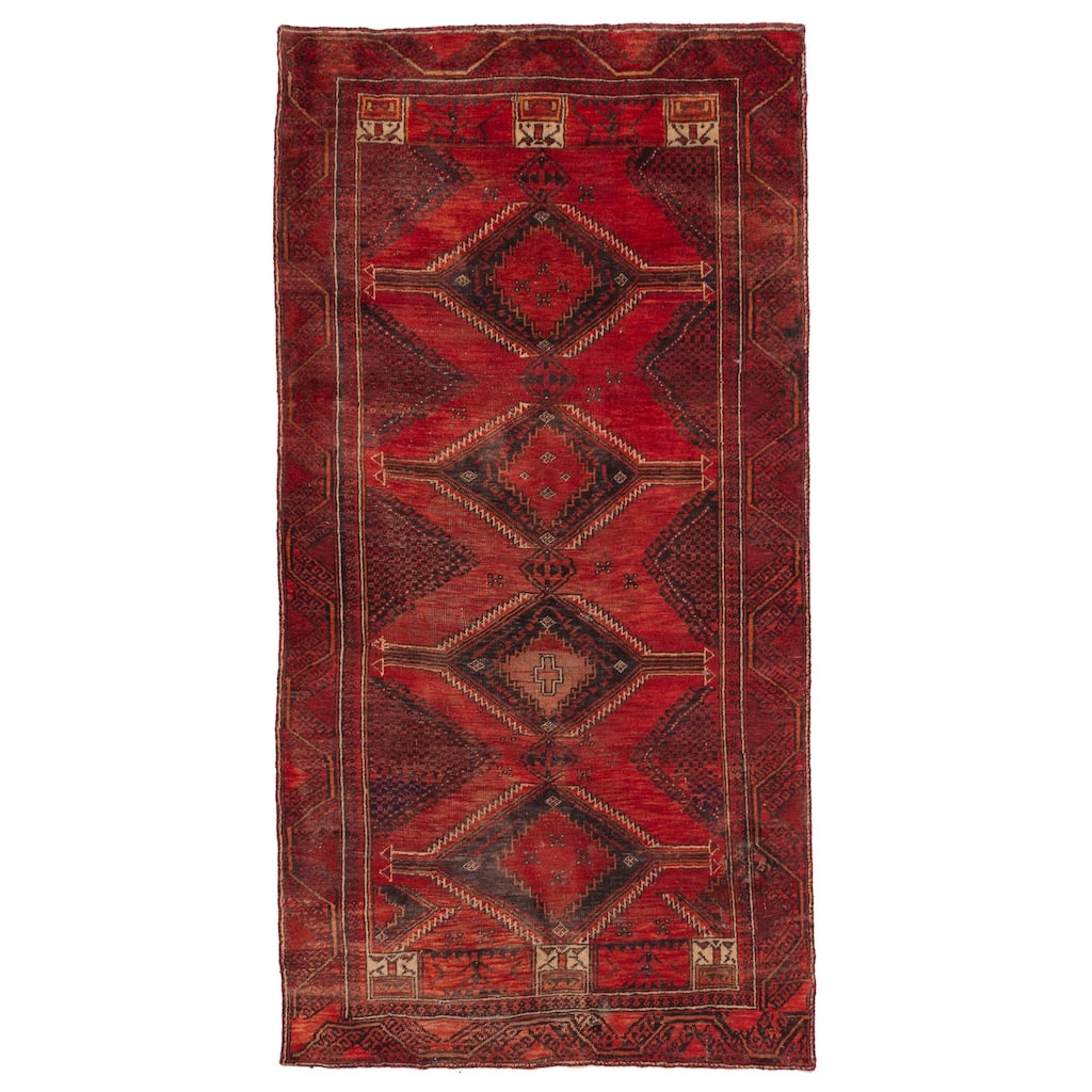ECARPETGALLERY Hand-knotted Baluch Red Wool Rug - 3'3 x 6'6