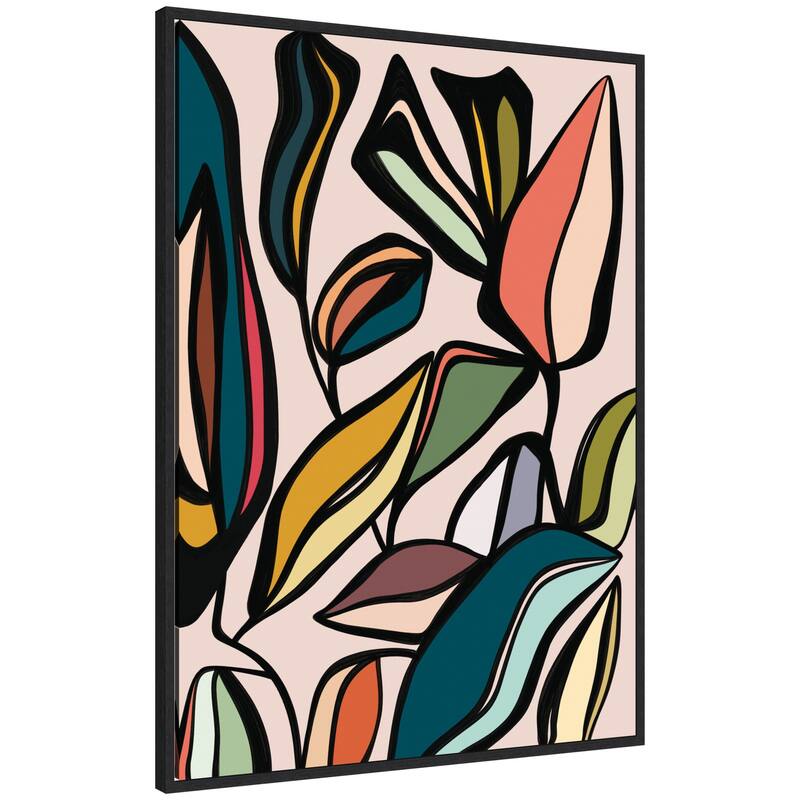 Kate and Laurel Fanciful Ficus Expansion by Alicia Bock Framed Canvas Wall Art Print - 28 x 38 - Black