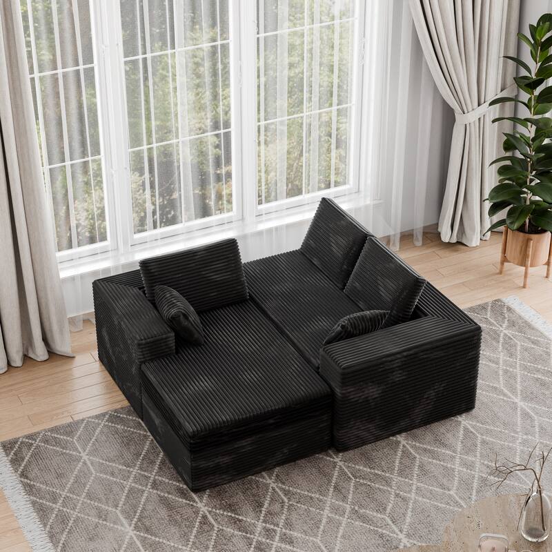 Modland 108" Boneless Cloud Couch, Modular L-Shaped Sectional Sofa, No Assembly, Corduroy