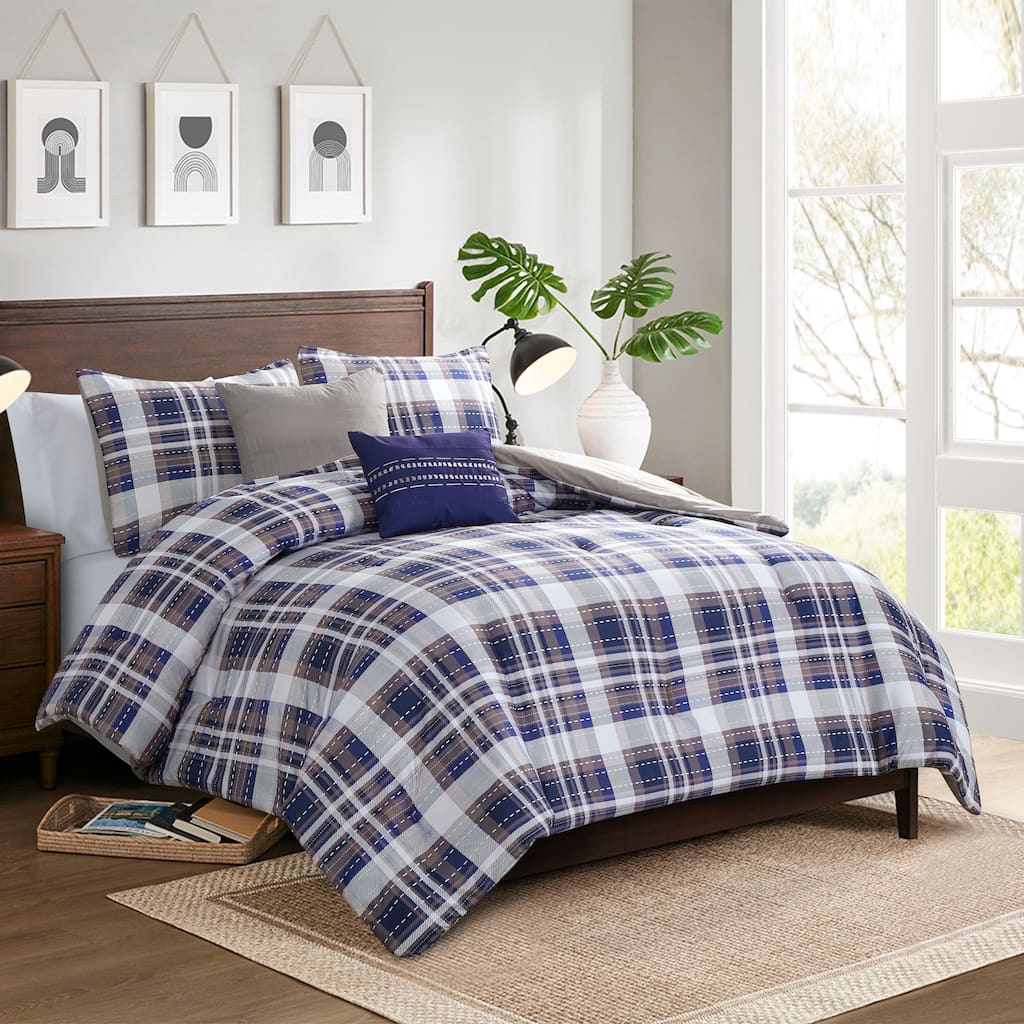 Modern Threads 5-Piece Printed Comforter Set Deagan - Soft, Stylish Comforter with 2 Pillow Shams and 2 Decorative Pillows